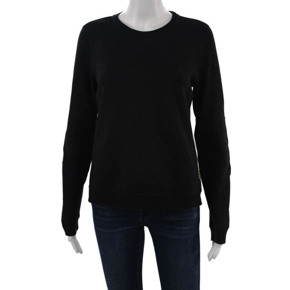 Billy Reid Unisex Pullover Sweatshirts Black Crew Neck Long Sleeve Size S
